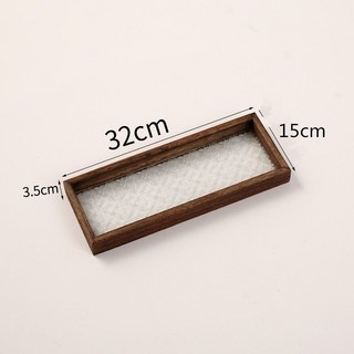 複古海棠花托盤長方形茶盤 家用木質點心茶水杯子茶具托盤玻璃盤, 玻璃托盤32-15, 1個