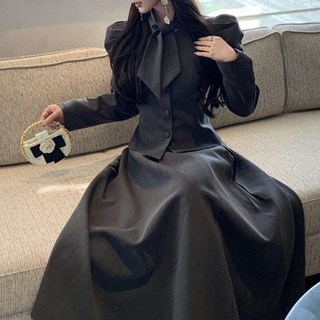 復古氣質收腰顯瘦西裝外套傘裙套裝 高腰半身裙兩件套