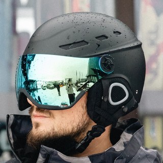 톰디어 고글 탈부착 스노우 보드 스키 헬멧, 블랙, 1개