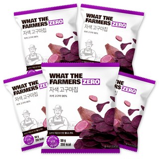 왓더파머스 제로 과자 무설탕 통 슬라이스 저당 간식 자색고구마칩, 5개, 50g