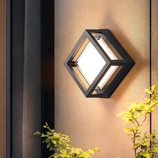 燭光燈飾 四角方型戶外防水壁燈 IP65 LED 陽台走道適用 12W黃光, 黑色燈體