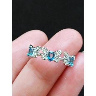 925銀 托帕石 蝴蝶 戒指 瑞士藍 倫敦藍