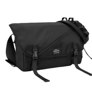 大容量郵差包 男用斜背包 筆電包 旅行包 健身包 防水包, 黑色