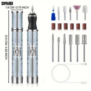 DFMEI 美甲專用電動打磨機小型便攜式卸甲修甲去死皮拋光家用指甲修理機, 1個, 【豪華版磨甲器】藍色:如圖