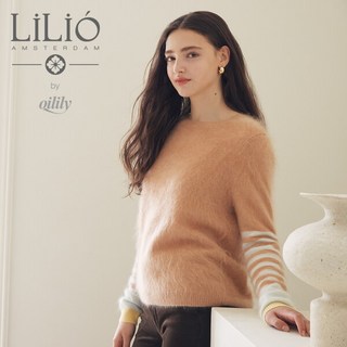[릴리오] by 오일릴리 25FW 캐시미어100 스트라이프 긴팔 니트