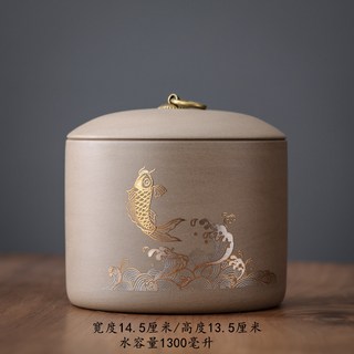 寵物骨灰罐 貓咪狗狗骨灰盒 火化家葬大中小號陶瓷密, 魚戲大號 體重40斤以下適用, 1個