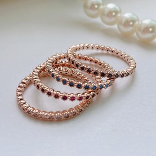 하이엔드 동글 큐빅 크리스탈테니스 반지 ( 화이트 핑크큐빅 스카이 터키석 꼬냑큐빅 )