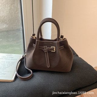 復古麂皮絨手提包 小側背包 簡約單肩斜挎包, 咖色無掛件