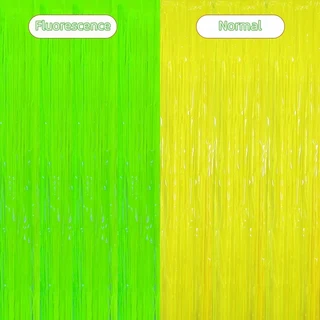 1*2M 형광 마카롱 비 실크 커튼 호일 술 카니발 파티 바 생일 파티 웨딩 장식 배경 소품, 02 YELLOW