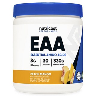 nutricost EAA BCAA 含必需胺基酸補充劑 水蜜桃芒果, 1個, 330g