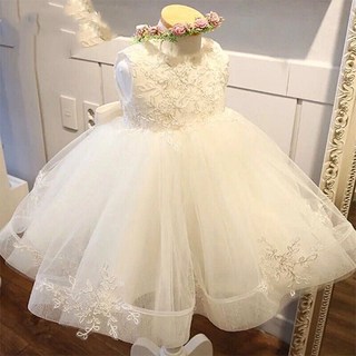 寶寶禮服兒童蕾絲公主裙 女童蓬蓬裙婚禮花童禮服 幼兒園畢業禮服 女童小洋裝白色禮服 兒童婚紗 週歲小洋裝紗裙 110碼