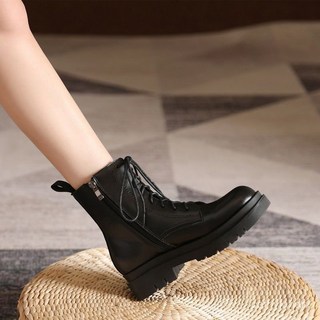 優選大碼馬丁靴女 腳寬胖肥大碼女鞋 顯腳小厚底機車短靴/機車騎士靴/韓版馬丁靴