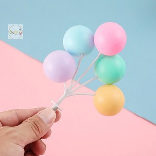 朵菲氣球 蛋糕插旗 生日蛋糕裝飾 生日快樂氣球插牌 週歲派對慶生佈置, 1個, 馬卡龍款