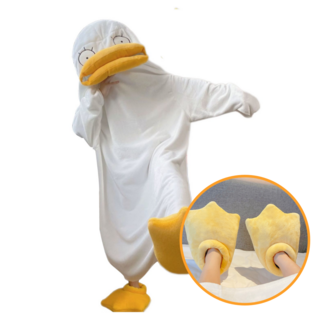 라엘드 오리 동물잠옷 신발세트 가운 극세사 입는담요 수면잠옷