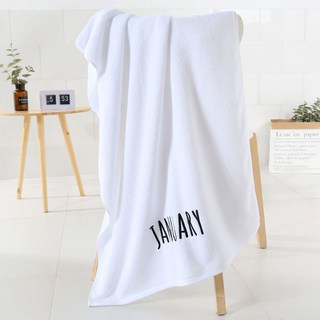 LIFELIYA TOWEL 純棉月份浴巾 毛巾 飯店級吸水厚實浴巾 不掉毛不掉色 情侶生日禮物, 白色-1月January, 1個