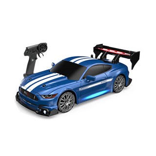 漂移遙控車 GTR漂移 超強續航 四驅驅動 男孩玩具 充电玩具汽車 賽道漂移 玩具跑車 交換禮物, 1個, 比列【1：24】野馬-藍色,單電池【18-22分鐘左右】, 藍色