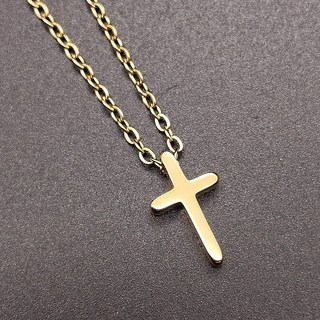 迷你鈦鋼十字架項鍊女款 抗過敏基督徒禮物 時尚簡約信仰飾品, 18k金鈦鋼項鍊, 1個