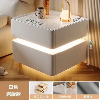 쿠쿠스토어 스마트 침대 옆 테이블 가벼운 다기능 무선 충전 블루투스 캐비닛을 갖춘 현대적인 간단한, 03 Dark gray rock slab, 03 40Cm   40cm   50cm