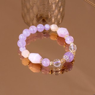 Hermu Accessories 紫丁香艾莉絲紫鋰輝石粉東菱薰衣草紫水晶天然石手環，平衡情緒，增強自信，提升個人魅力