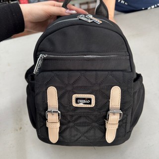 黑色網格質感牛津布後背包 - 輕便耐用學生休閒包