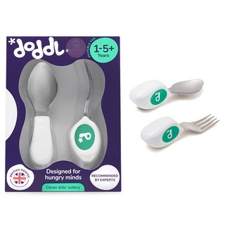 英國 doddl 兒童學習餐具 人體工學 嬰幼兒學習餐具 嬰兒學習餐具 收納盒 餐具 湯匙 叉子 二件組 三件組, 學習餐具2件組-湖水綠 / 0019, 湯匙、叉子, 1個