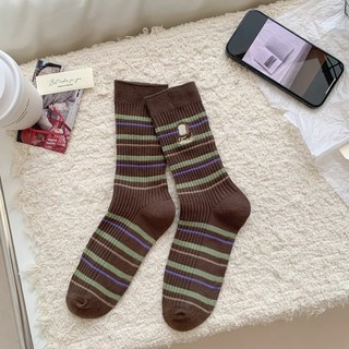 AYTA愛搭 可愛塗鴉條紋中筒女襪 韓系堆堆襪 學生襪