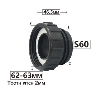 IBC 탱크 어댑터 커넥터 1000 75 80 나사 연결 배럴 63 S60 100MM, 63MM x S60, 1개
