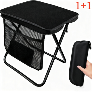상덕 휴대용 접이식 캠핑의자1+1 낚시 의자 미니 의자, 2개, 블랙