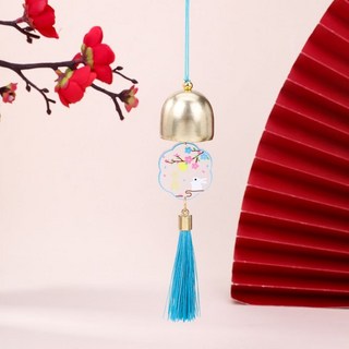 中秋節國風風鈴禮品2024裝飾用品 門把手風鈴掛飾 喬遷之喜裝飾 龍年新年贈禮 企業贈禮 蛇年, 風鈴款【平安玉兔】
