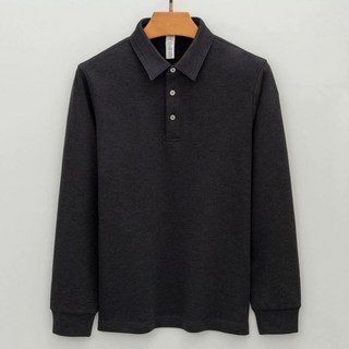 輕奢商務翻領羊毛莫代爾加絨保暖長袖Polo衫 男款