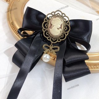 美人頭蝴蝶結胸針領結，宮廷復古布藝別針，日式JK領帶領結，英倫學院風演出領結
