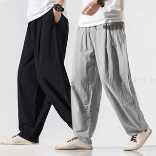 꽃소담 1+1 빅사이즈 남성 냉감소재 린넨 와이드 팬츠 아이스 쿨 여름 시원한 긴바지 MAL26A871