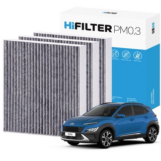 2+1 하이필터 PM1.0 활성탄 자동차 에어컨필터 현대, 3개, 더 뉴 코나 (1세대/OS/FL) H10J110