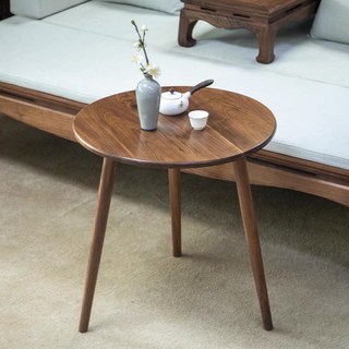 茶幾 邊幾 小圓桌 黑胡桃木沙發邊幾簡約家用小戶型實木茶几陽台休閒小圓桌床頭茶桌, 1個, 黑胡桃直徑40CM 高40CM