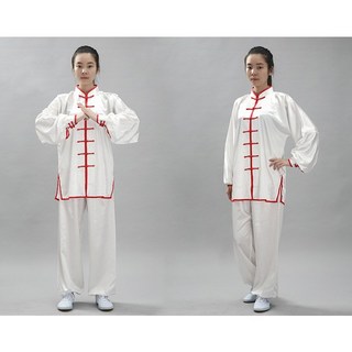 중국 전통 실크 무술복 태극권 쿵푸복 세트 남녀공용 운동복 단체복 무대의상, 1세트, 레드