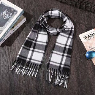 韓版百搭純色格子圍巾 秋冬保暖流蘇圍脖 學生情侶通用款