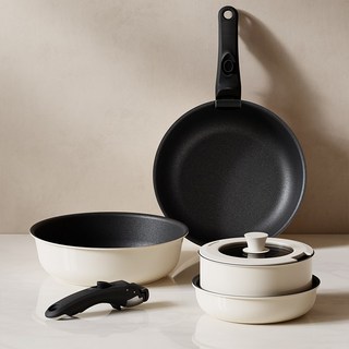 OYEAH 5종 세트다기능 탈착식 손잡이 냄비 세트, 흰색, 5종세트, 1개