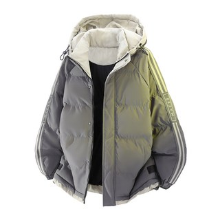 男士大碼加厚連帽棉襖 - 冬季保暖休閒外套