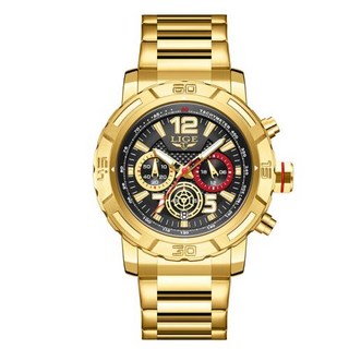 LIGE 2024 남성용 럭셔리 쿼츠 시계 스포츠 발광 크로노그래프 스테인레스 스틸 손목시계 자동 날짜 남성 시계 패션