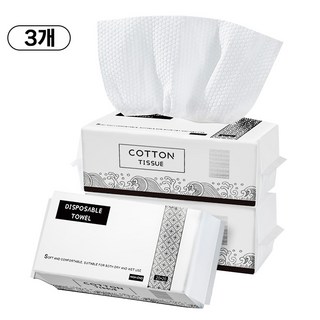 Jeernare 순면 일회용 페이스타올 두꺼운 페이스 티슈, 3개, 100매입