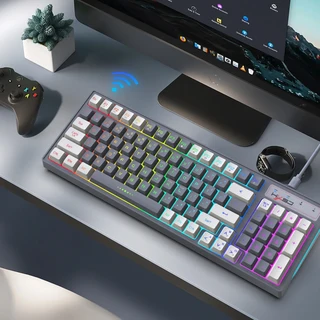 무선 멤브레인 키보드 RGB 백라이트 USB 2 색 주입 키캡 TYPE-C 인터페이스 노트북 사무실 홈 게이머용 96, 01 L900