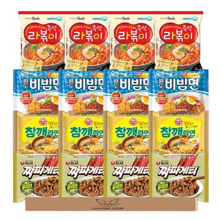 라면 봉지라면 세트 4종 (팔도라볶이 팔도비빔면 오뚜기참깨라면 농심짜파게티), 2세트