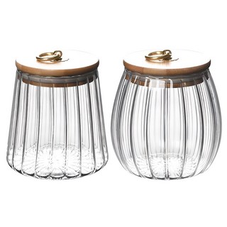 투데이리빙 1+1 원두 찻잎 유리 밀폐 보관 용기 주방 다용도 곡물 시리얼 커피 식재료 저장 밀폐형 투명 유리병, R98046A, 650ml, 750ml, 2개