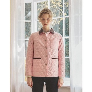 헤지스레이디스 [가격인하][퀼팅] 핑크 코듀로이 배색 숏 퀼팅 점퍼 HSJU4DC93P1