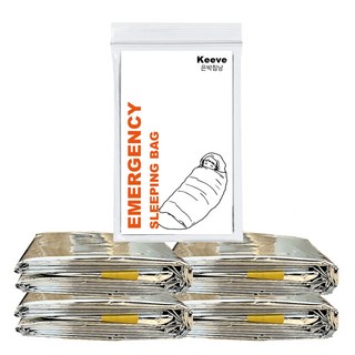 KEEVE 휴대용 비상 보온 체온유지 휴대용 은박침낭, 5개