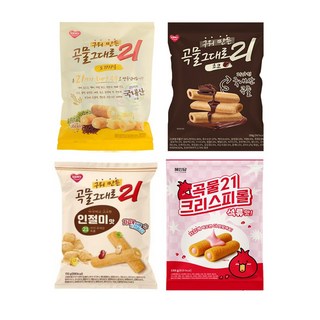 구워만든 곡물그대로21 크리스피롤 네가지맛 (석류 오리지널 초코 인절미), 1세트, 600g
