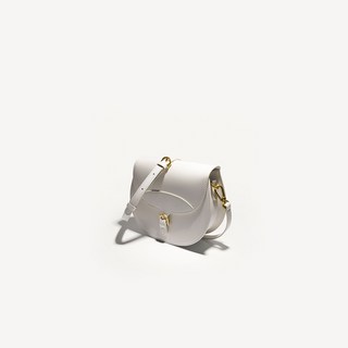 真皮 小眾設計 半圓馬鞍包 女斜挎包 腋下包適用於此品牌, 米白,長20*厚8*高17cm