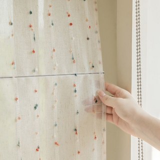 百葉窗捲簾羅馬捲簾，免打孔法式ins風多巴胺雙層日夜羅馬簾，拉捲式紗飄窗升降兒童房窗簾, 豆豆紗