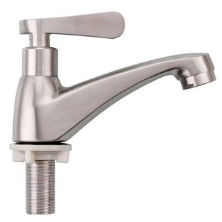 維尼好物 單冷水龍頭 304不銹鋼洗手盆龍頭, 1個, 單只龍頭（不含軟管,304不銹鋼4分98矮款-單冷防爆