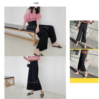 崔可小姐 CHIC 雪紡 百褶高腰 寬管八九分 褲裙 闊腿 寬褲 EC0138